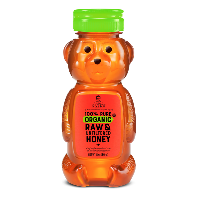 Nature Nate's Organic Honey: 100% Pure, Raw & Unfiltered Honey - 12 fl oz Gluten-Free Honey