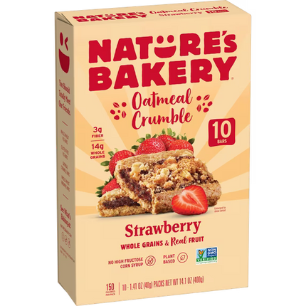 Nature'S Bakery, Oatmeal Crumble, Strawberry Breakfast Snack Bars, 1.41 Oz, 10 Count