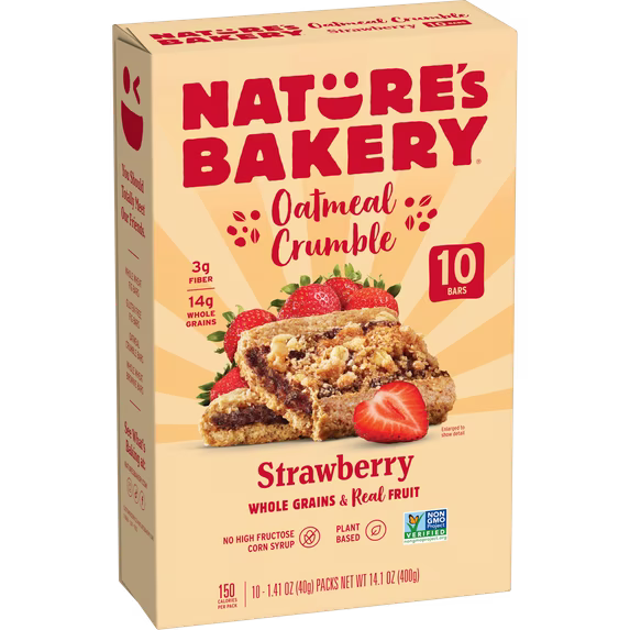Nature'S Bakery, Oatmeal Crumble, Strawberry Breakfast Snack Bars, 1.41 Oz, 10 Count