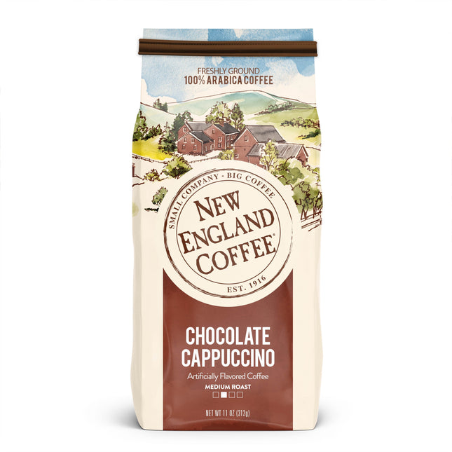 New England Coffee Chocolate Cappuccino, Medium Roast, Ground Coffee, 11 Oz