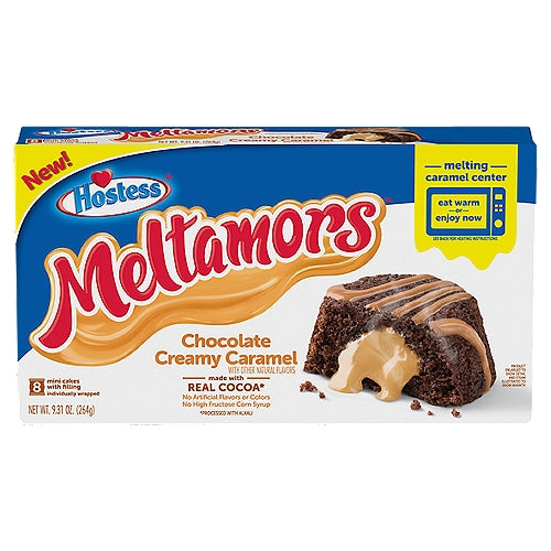 HOSTESS Chocolate Creamy Caramel Meltamors, Melting Caramel Center - 8 count, 9.31 oz