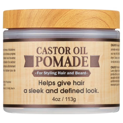 OKAY Mens Castor Oil Beard & Hair Pomade – All-Day Hold for Styling, Growth & Shine, 4 oz