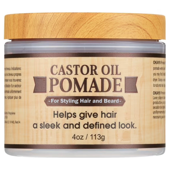 OKAY Mens Castor Oil Beard & Hair Pomade – All-Day Hold for Styling, Growth & Shine, 4 oz