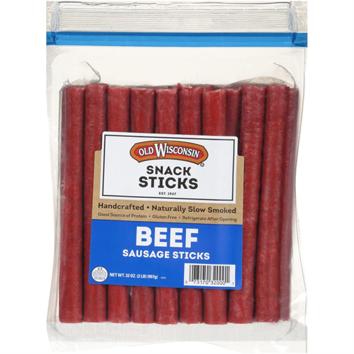 Old Wisconsin Gluten Free Beef Sausage Sticks 26 -32 OZ oz Resealable Bag