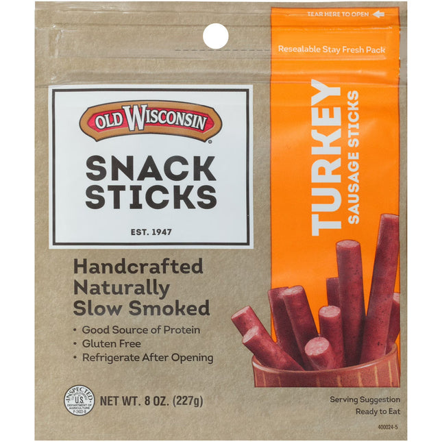 Old Wisconsin Snack Sticks Turkey Sausage Sticks 8 Oz. Pouch