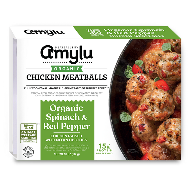 AMYLU Organic Spinach &amp; Roasted Red Pepper Chicken Meatball