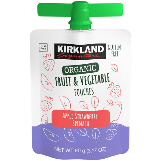 Kirkland Organic Fruit and Vegetable Pouches, Variety Pack, 3.17 oz, 24-count