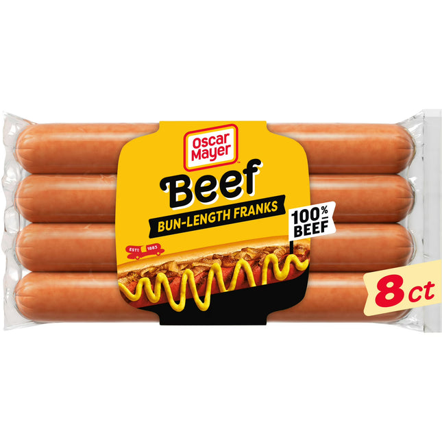 Oscar Mayer Bun Length Franks Hot Dogs, 8 Ct pack, Refrigerated