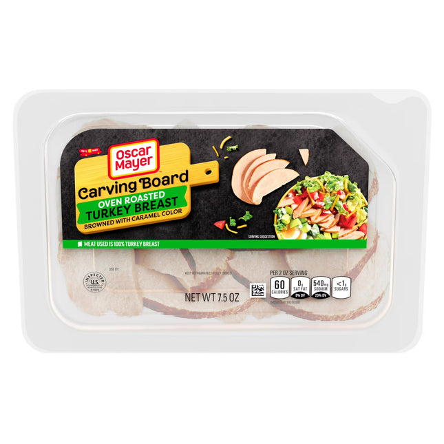 Oscar Mayer Carving Board Oven Roasted Sliced Turkey Breast Deli Lunch Meat, 7.5 Oz Package