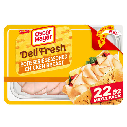 Oscar Mayer Deli Fresh Rotisserie Seasoned Sliced Chicken Breast Deli Lunch Meat Mega Pack, 22 oz
