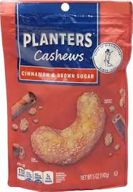 PLANTERS Cashews Cinnamon & Brown Sugar, Party Snacks, Plant Based  5 Oz Bag