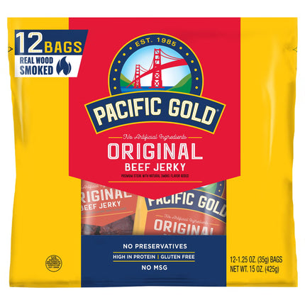 Pacific Gold Original Beef Jerky, 1.25 oz, 12-count