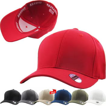 KBE-EZ FIT Stretch Cotton Spandex Headband Hat  Red L/XL
