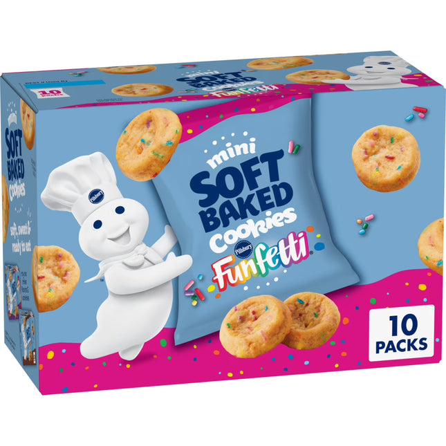 Pillsbury Mini Soft Baked Cookies, Funfetti, Snack Bags, 10 Count, 10 Oz
