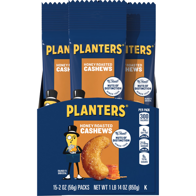 Planters - Honey Roasted Cashews - 2 oz/15ct