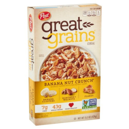 Post Great Grains Banana Nut Crunch Cereal, 15.5 oz