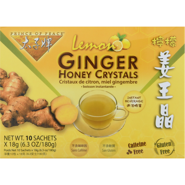 Prince of Peace Instant Beverage, Lemon Ginger Honey Crystals 16.3 10 ct