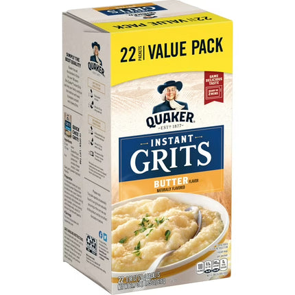 Quaker Butter Naturally Flavored Instant Grits, 0.98 oz 22 Count