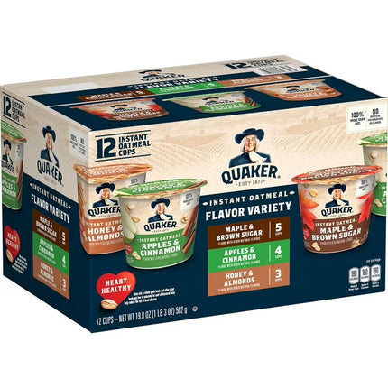 Quaker Instant Oatmeal Cups, Variety Pack, 12-count