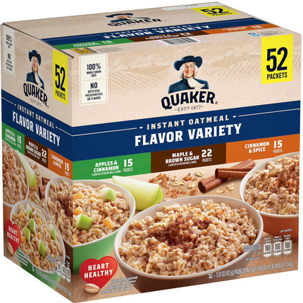Quaker Instant Oatmeal Variety Pack, 52 pk./1.46 oz.