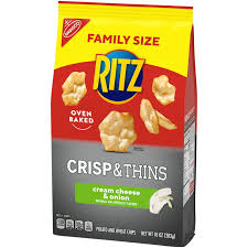 RITZ Crisp & Thins Cream Cheese & Onion Chips, Family Size, 11.4 oz