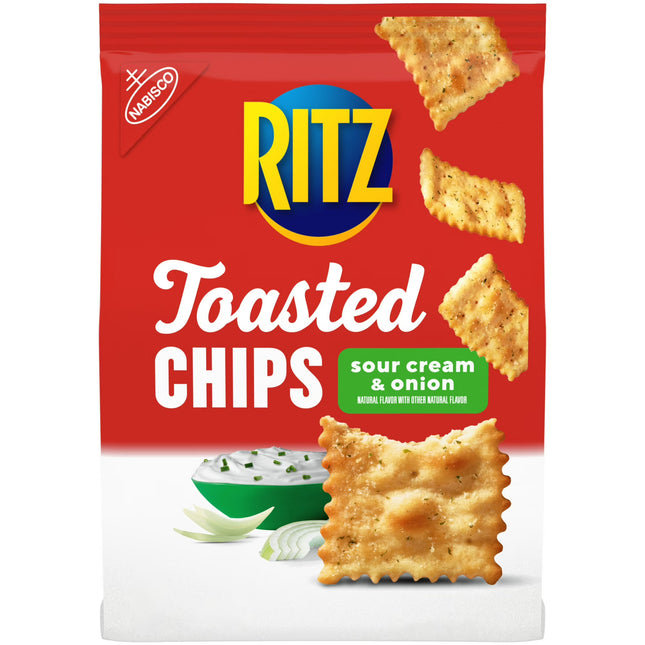 RITZ Toasted Chips Sour Cream and Onion Crackers, Party Snacks, 8.1 Oz