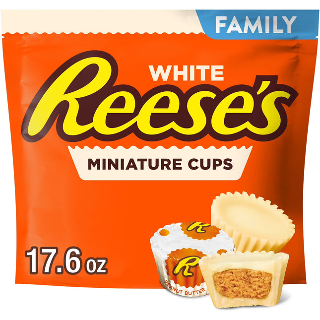 Reese's Miniatures White Creme Peanut Butter Cups Candy, Family Pack 17.6 oz