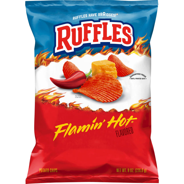 Ruffles Flamin' Hot Flavored Potato Snack Chips, 8.0 Oz Bag