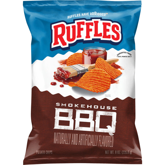 Ruffles Smokehouse BBQ Naturally and Artificially Flavored Potato Chips, 8 Oz