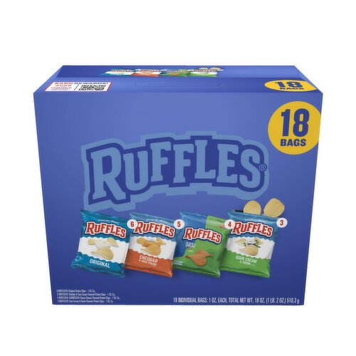 Ruffles Potato Chips Variety Pack 1 Oz, 18 Count
