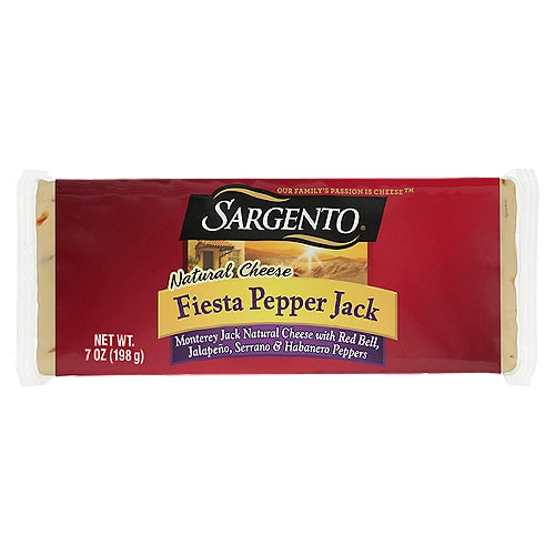 SARGENTO Fiesta Pepper Jack Natural Cheese, 7 oz Block