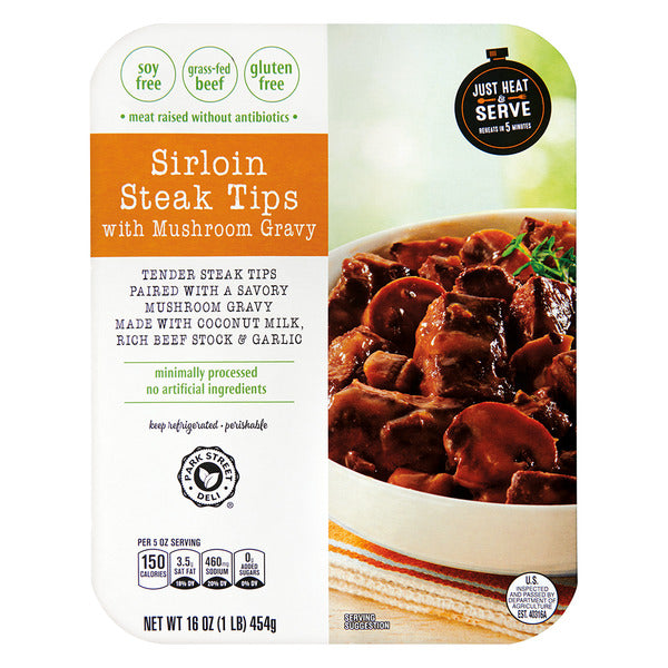 Sirloin Steak Tips With Mushroom Gravy 16 OZ