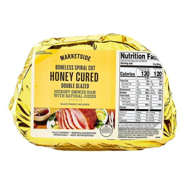 Boneless Spiral-Cut, Honey Cured Double Glazed Ham, Pork,3.2lbs