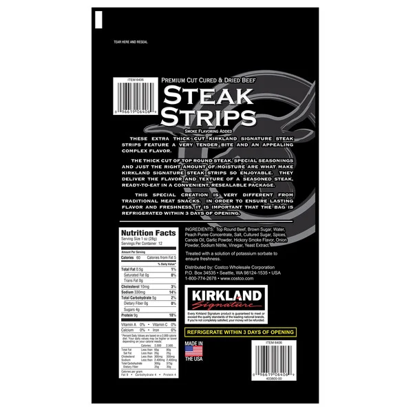 KS Premium Extra Thick Steak Strips, 12 oz