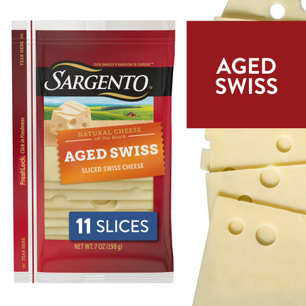 Sargento Sliced Aged Swiss Natural Cheese, 11 slices