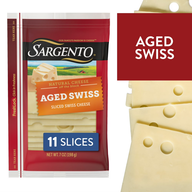 Sargento Sliced Aged Swiss Natural Cheese, 11 slices