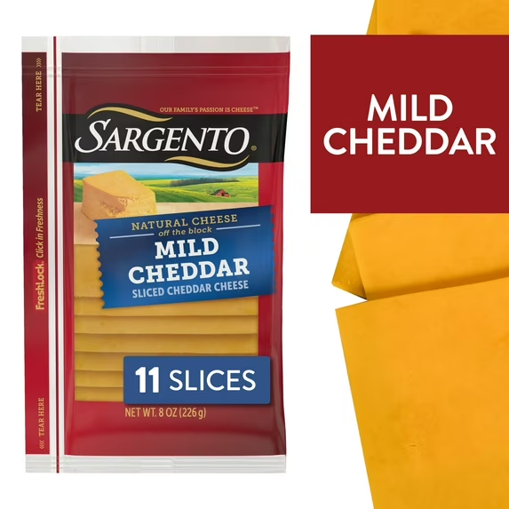 Sargento Sliced Mild Natural Cheddar Cheese, 11 slices