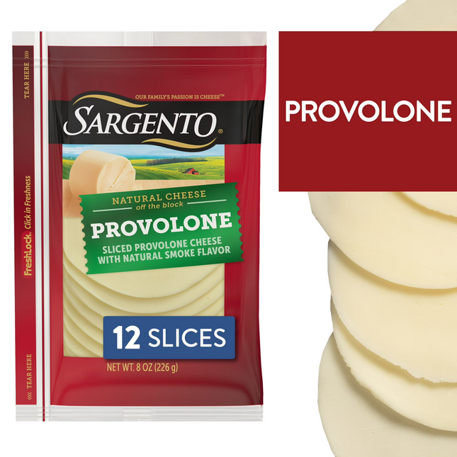 Sargento Sliced Provolone Natural Cheese with Natural Smoke Flavor, 12 slices