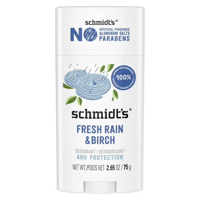 Schmidt'S Women'S and Men'S Aluminum-Free Vegan Deodorant, Fresh Rain & Birch, 2.65 Oz