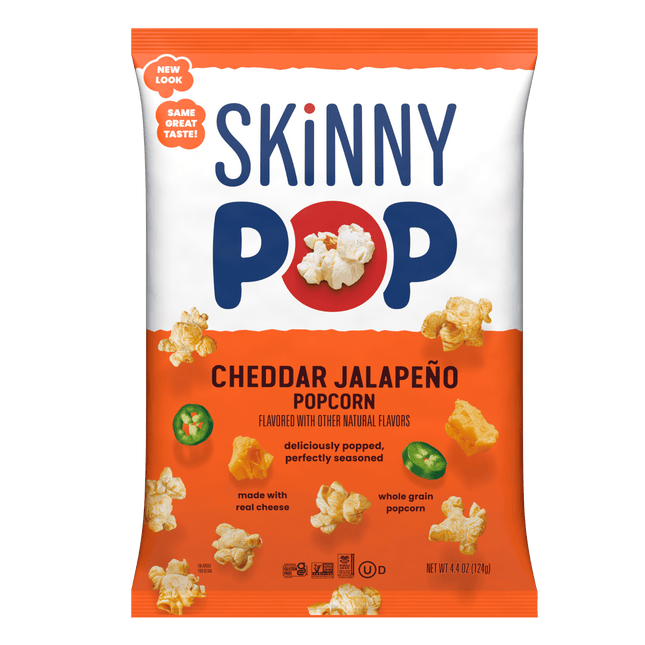 Skinnypop Gluten Free Cheddar Jalapeno, 4.4 Oz Sharing Size Bag, Skinny Pop, Healthy Popcorn Snacks