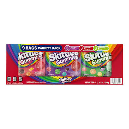 Skittles Gummies Gummy Candy Variety Pack, Bulk Box, 9 ct.