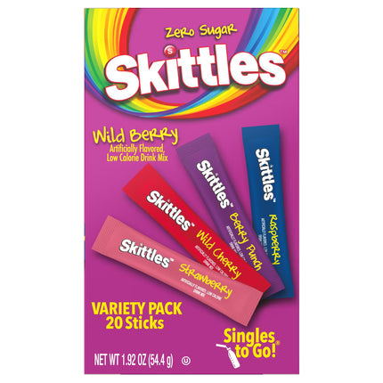 Skittles Wild Berry Assorted Flavors Drink Sticks, 20ct