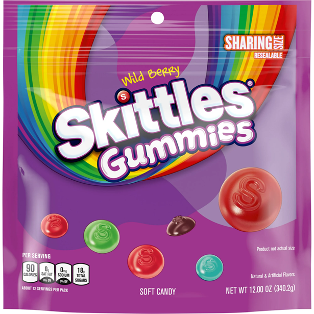Skittles Wild Berry Gummy Candy, Sharing Size - 12 oz Bag