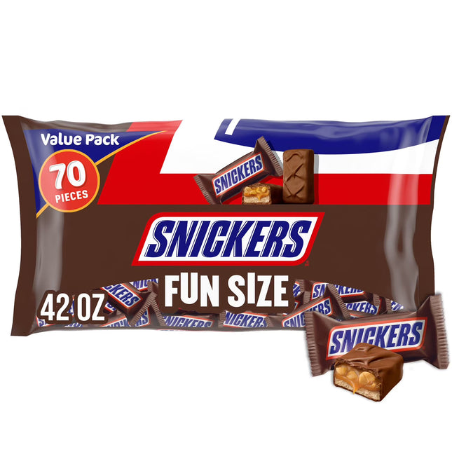 Snickers Fun Size Chocolate Caramel  Candy Bars Value Pack, 70 pk.