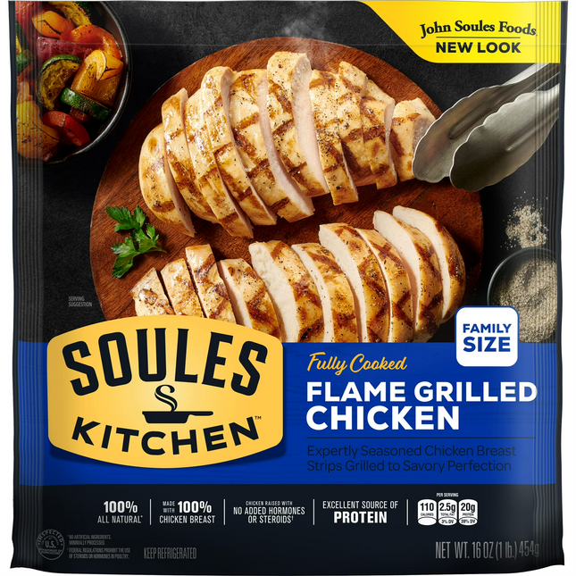 Soules Kitchen, Fresh Flame Grilled Chicken Breast Strips, Family Size, 16oz