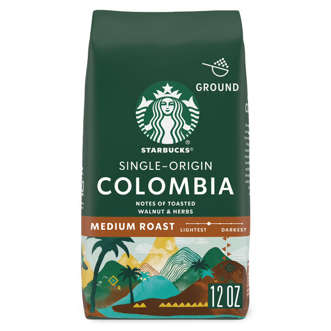 Starbucks Single-Origin Colombia, Ground Coffee, Medium Roast Hot or Iced Coffee, 12 oz
