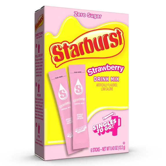 Starburst Singles-To-Go Powdered Drink Mix All Pink Strawberry 6 Count Packets