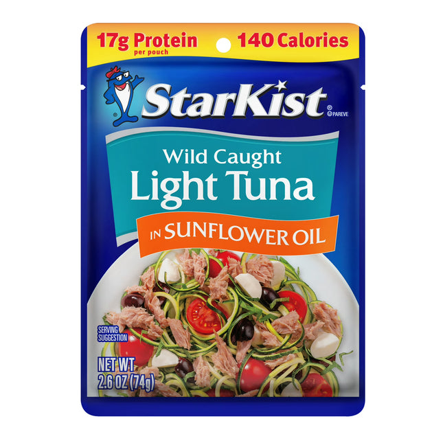 Starkist Chunk Light Tuna in Sunflower Oil, 17G Protein, 2.6 Oz Pouch