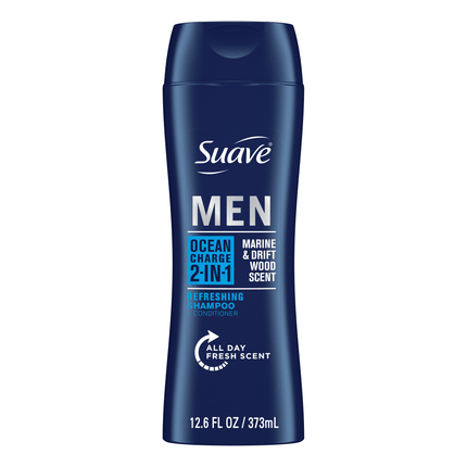 Suave Professionals Men 2-In-1 Shampoo & Conditioner, Moisturizing, Ocean Charge, 12.6 Fl Oz