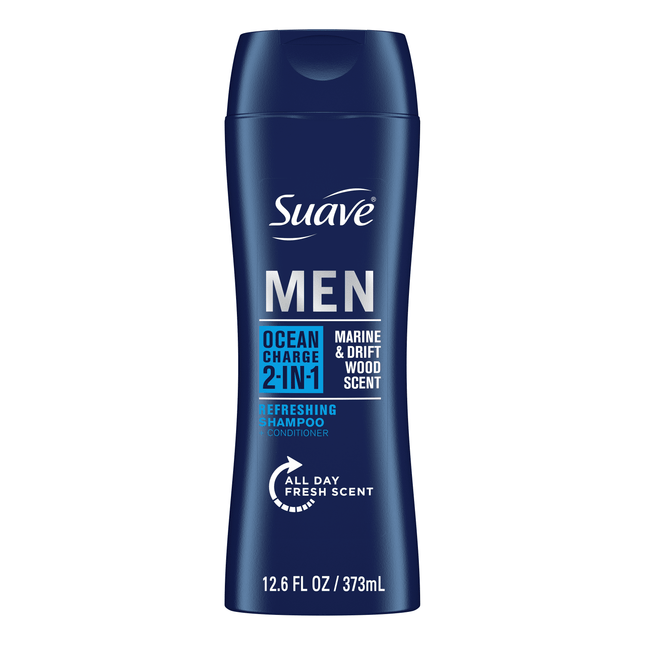 Suave Professionals Men 2-In-1 Shampoo & Conditioner, Moisturizing, Ocean Charge, 12.6 Fl Oz